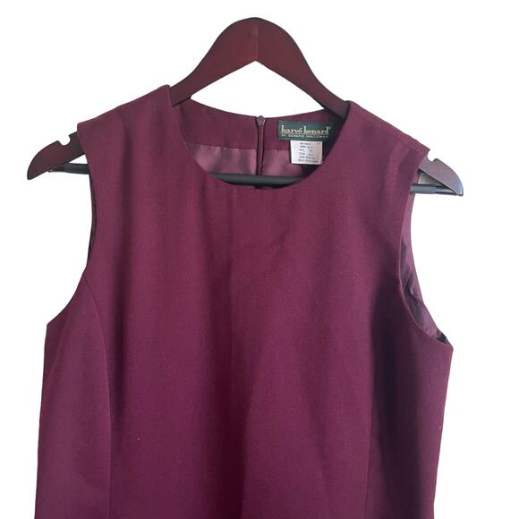 Harve Bernard Women Sheath Wool Dress 10 Maroon Sleeveless Workwear Career Chic - Picture 10 of 10
